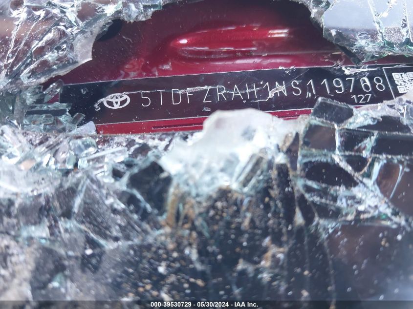 2022 Toyota Highlander Platinum VIN: 5TDFZRAH1NS119768 Lot: 39530729