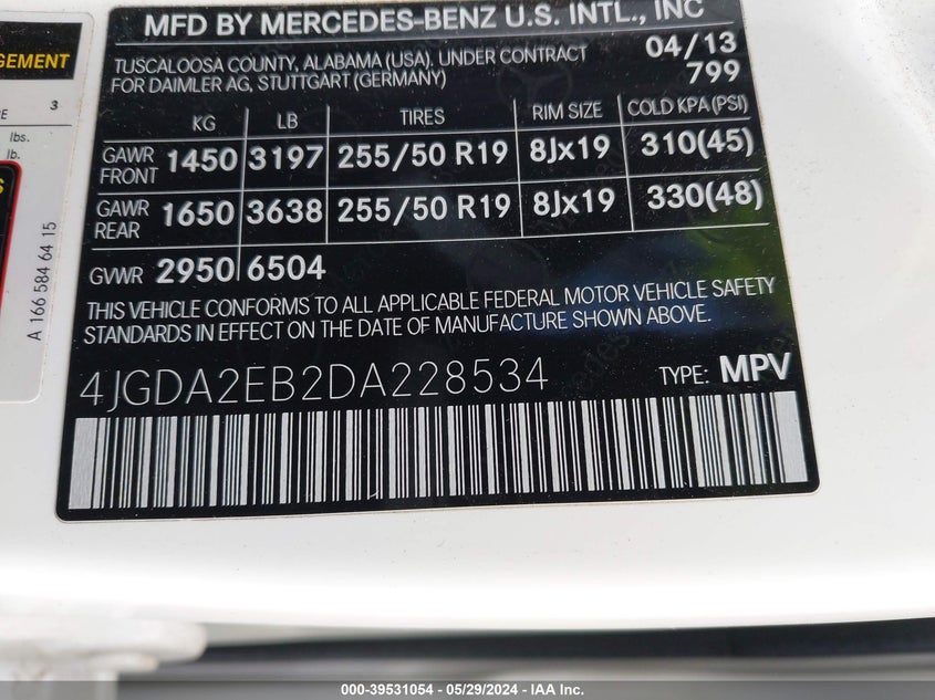 2013 MERCEDES-BENZ ML 350 BLUETEC 4MATIC - 4JGDA2EB2DA228534