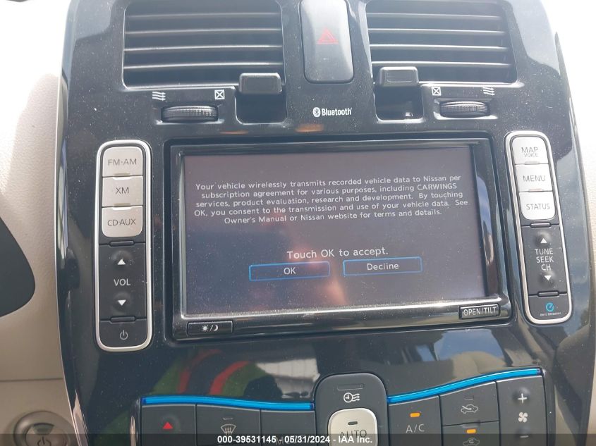 2012 Nissan Leaf Sv/Sl VIN: JN1AZ0CP2CT018737 Lot: 39531145