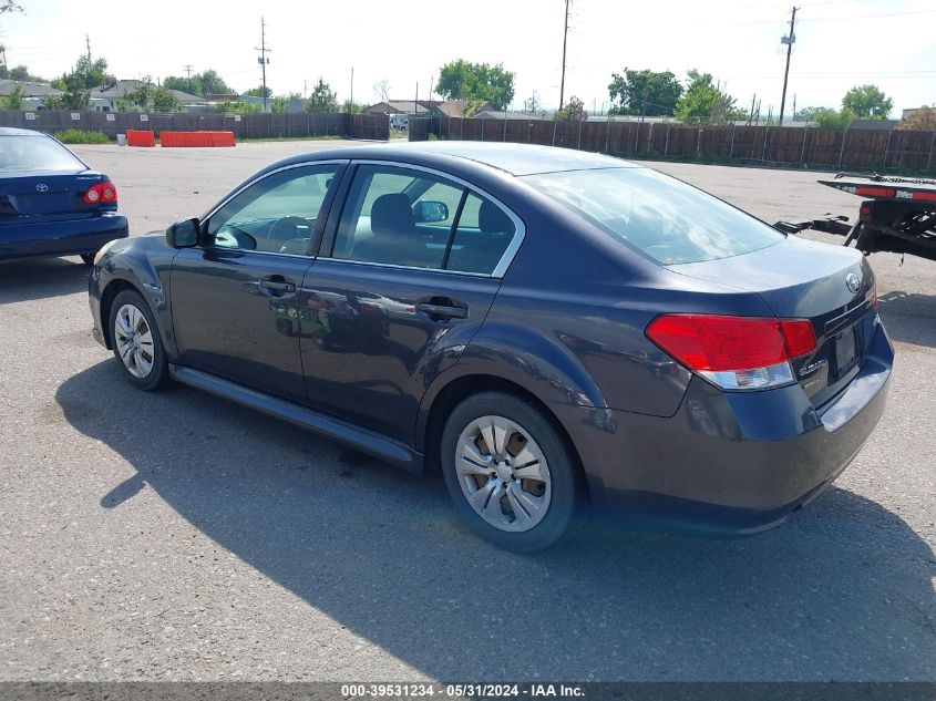 2011 Subaru Legacy 2.5I VIN: 4S3BMAA64B1227789 Lot: 39531234