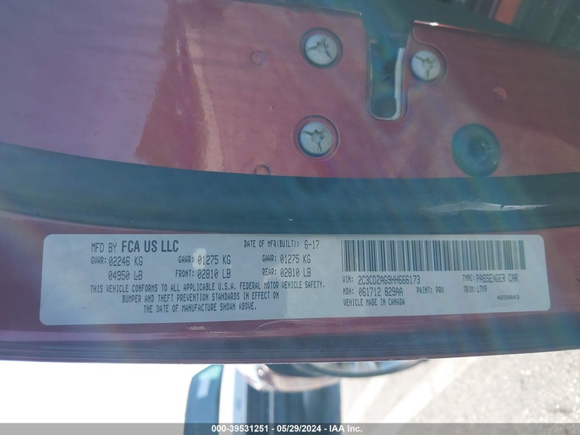 2017 DODGE CHALLENGER SXT - 2C3CDZAG9HH666173