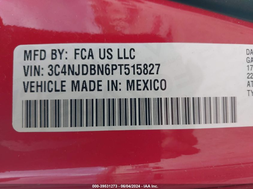 2023 Jeep Compass Latitude 4X4 VIN: 3C4NJDBN6PT515827 Lot: 39531273