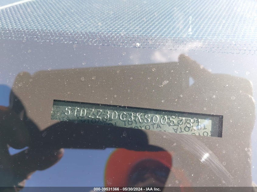 2019 Toyota Sienna L 7 Passenger VIN: 5TDZZ3DC3KS005731 Lot: 39531366