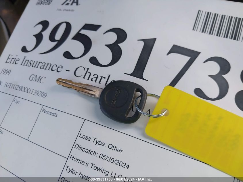 1999 GMC Savana Standard VIN: 1GTFG25RXX1139209 Lot: 39531738