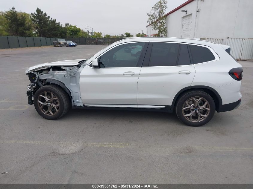 2022 BMW X3 Sdrive30I VIN: 5UX43DP03N9M62401 Lot: 39531762