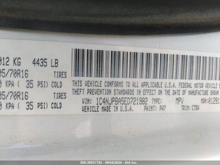 2014 JEEP PATRIOT SPORT - 1C4NJPBA5ED721982