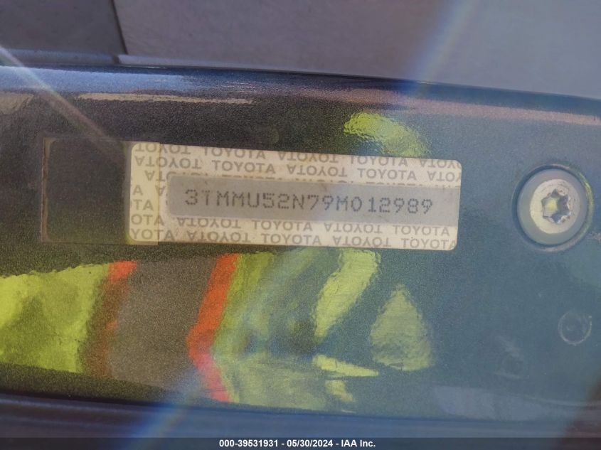 2009 Toyota Tacoma Base V6 VIN: 3TMMU52N79M012989 Lot: 39531931