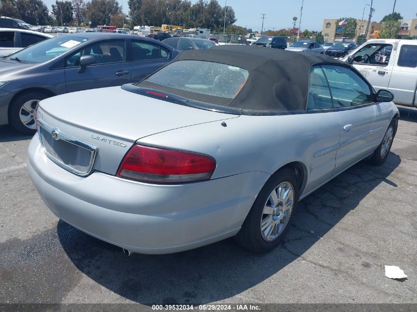 2004 Chrysler Sebring Limited VIN: 1C3EL65R34N295213 Lot: 39532034