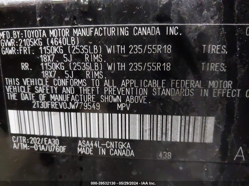 2018 TOYOTA RAV4 LIMITED - 2T3DFREV0JW779549