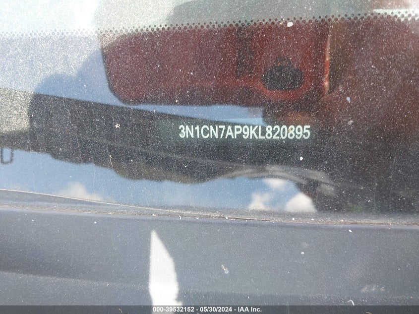 2019 Nissan Versa 1.6 S+ VIN: 3N1CN7AP9KL820895 Lot: 39532152
