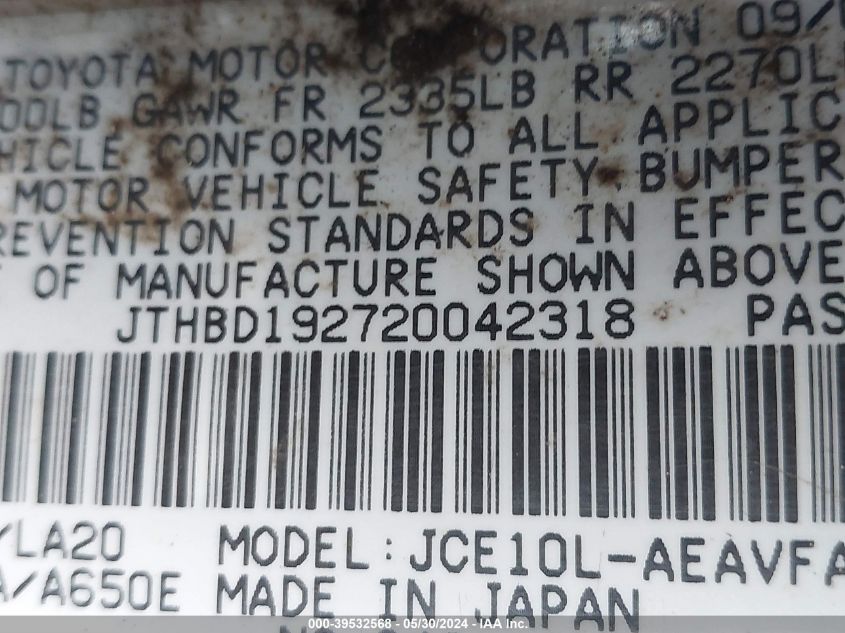 2002 Lexus Is 300 VIN: JTHBD192720042318 Lot: 39532568