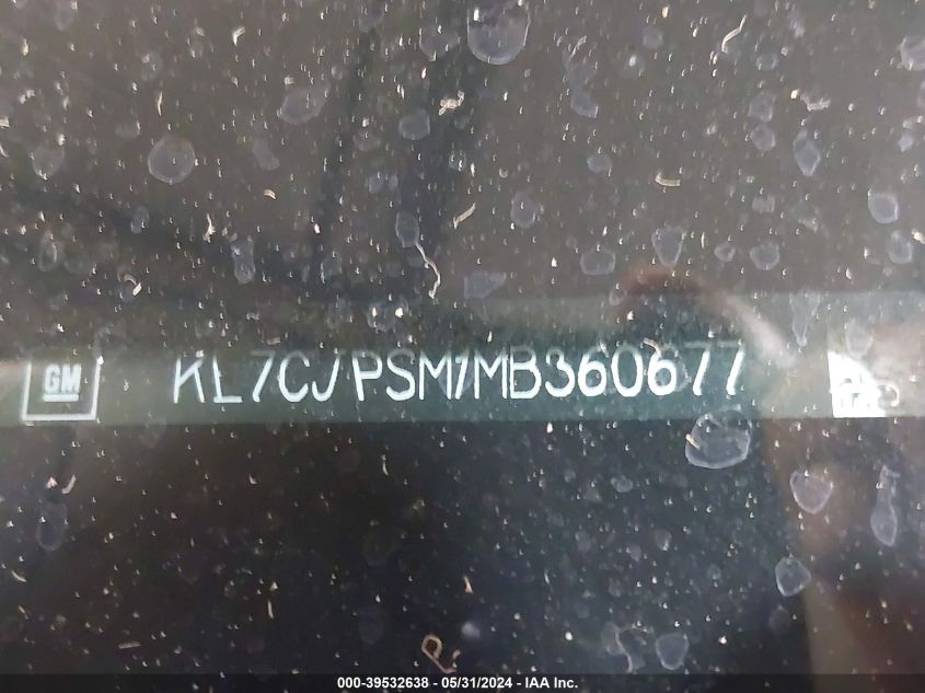 2021 Chevrolet Trax Awd Lt VIN: KL7CJPSM1MB360677 Lot: 39532638