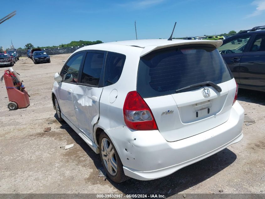 2007 Honda Fit S VIN: JHMGD38697S033508 Lot: 39532987