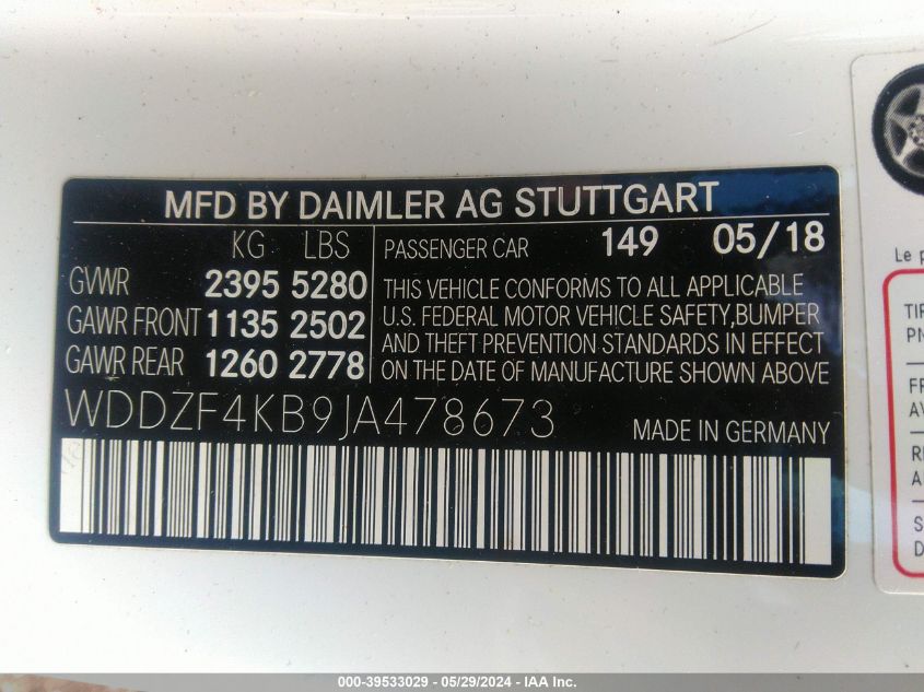 2018 MERCEDES-BENZ E 300 4MATIC - WDDZF4KB9JA478673