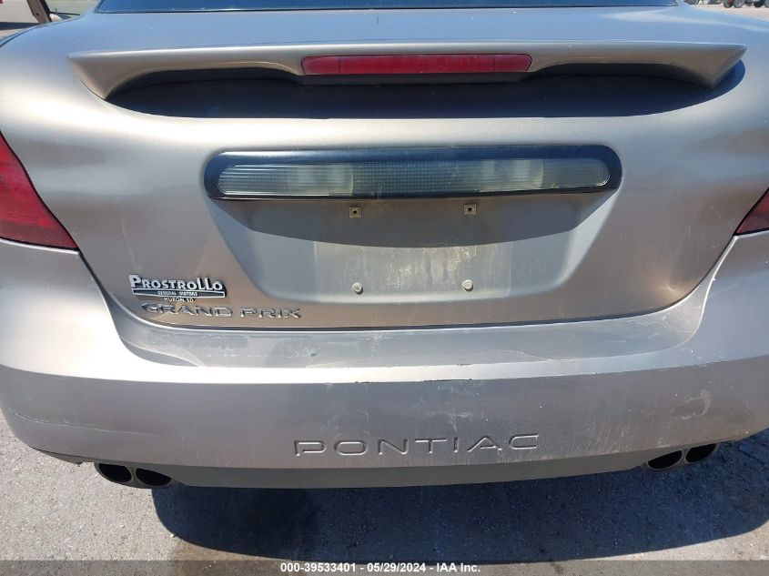 2006 Pontiac Grand Prix VIN: 2G2WP552061197167 Lot: 39533401