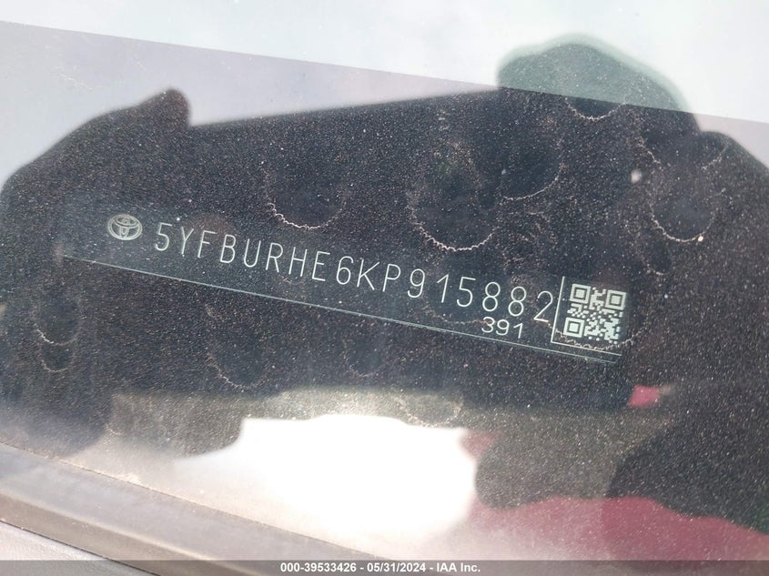 2019 TOYOTA COROLLA SE - 5YFBURHE6KP915882