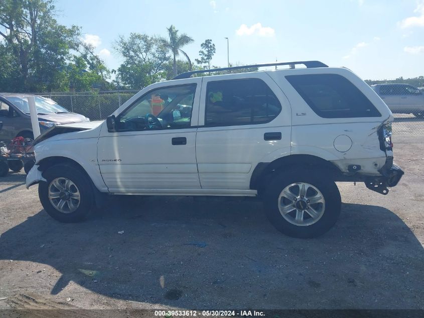 2001 Isuzu Rodeo Ls 3.2L V6/Lse 3.2L V6/S 3.2L V6 VIN: 4S2CK58W914309638 Lot: 39533612