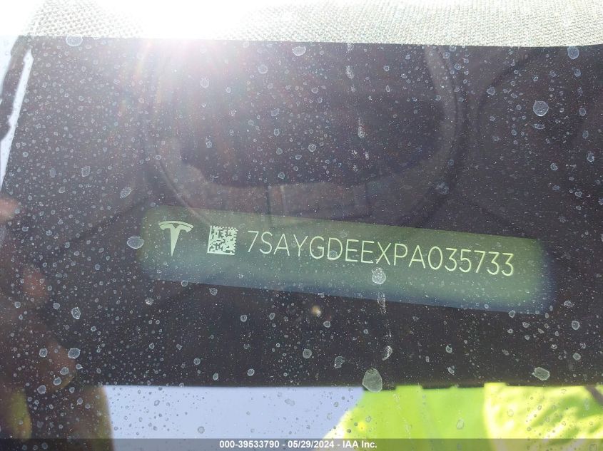 2023 Tesla Model Y VIN: 7SAYGDEEXPA035733 Lot: 39533790