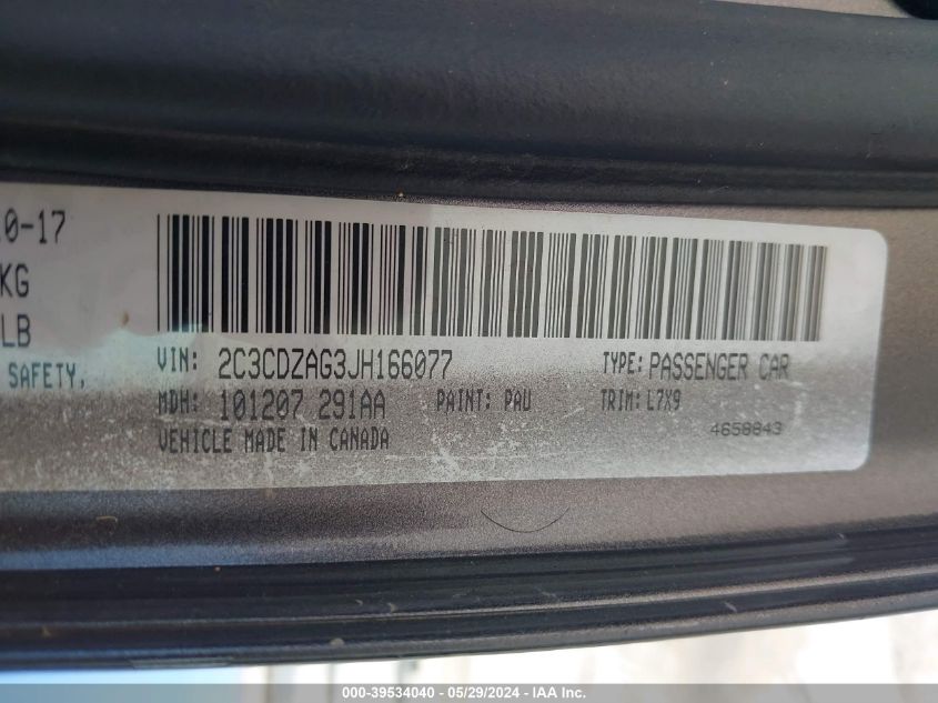 2018 DODGE CHALLENGER SXT - 2C3CDZAG3JH166077