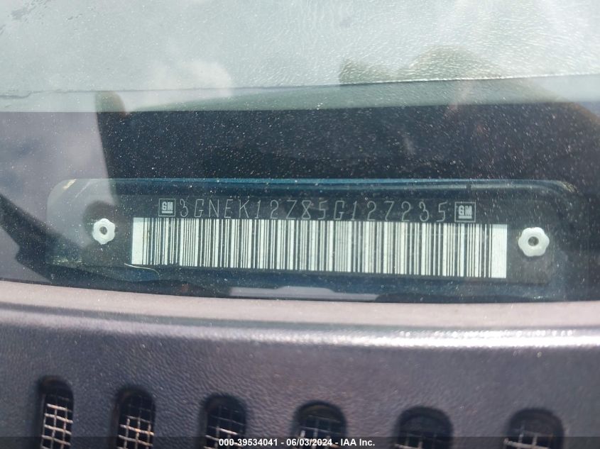 2005 Chevrolet Avalanche 1500 Ls VIN: 3GNEK12Z85G127235 Lot: 39534041