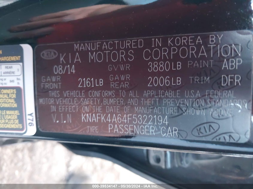 2015 KIA FORTE LX - KNAFK4A64F5322194