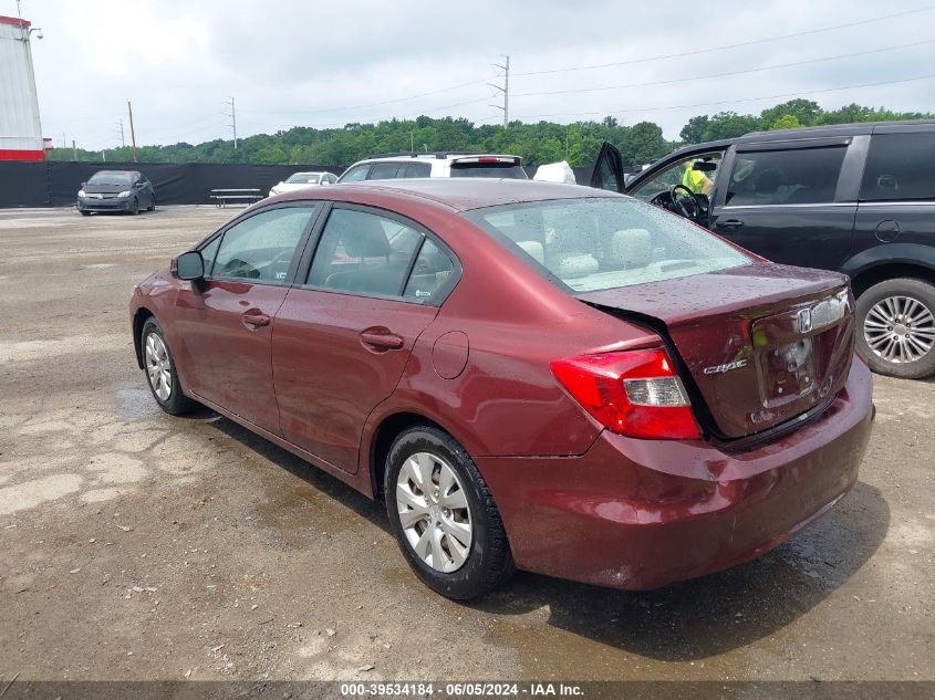 2012 Honda Civic Lx VIN: 19XFB2F58CE365556 Lot: 39534184