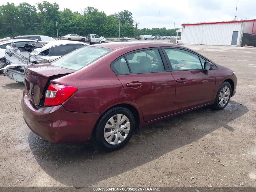 2012 Honda Civic Lx VIN: 19XFB2F58CE365556 Lot: 39534184