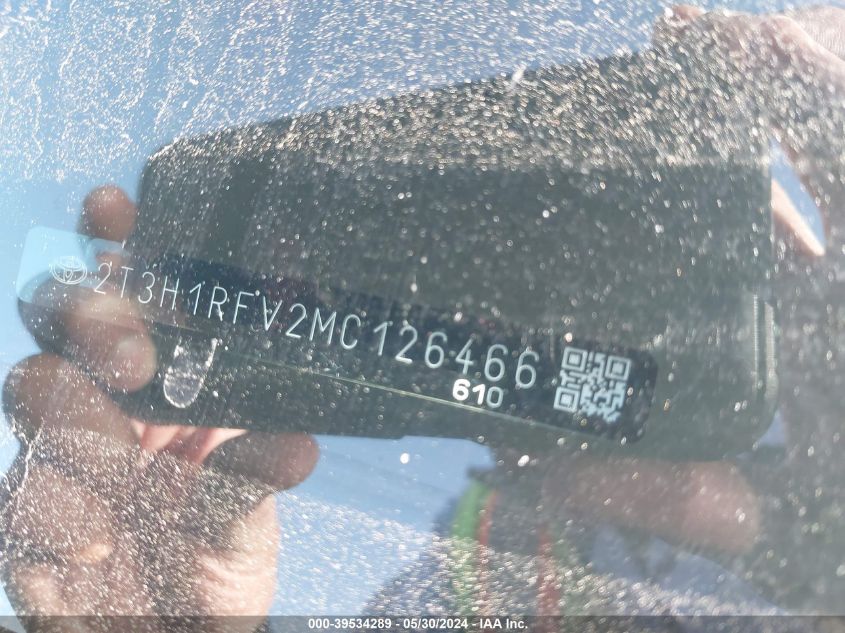 2021 Toyota Rav4 Le VIN: 2T3H1RFV2MC126466 Lot: 39534289