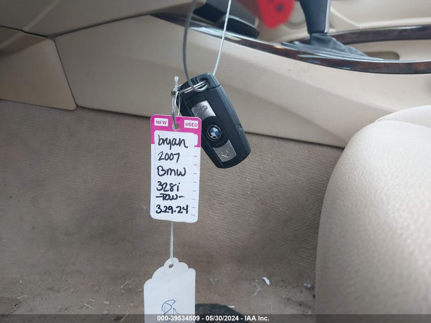 2007 BMW 328I VIN: WBAVA37597NL10745 Lot: 39534509