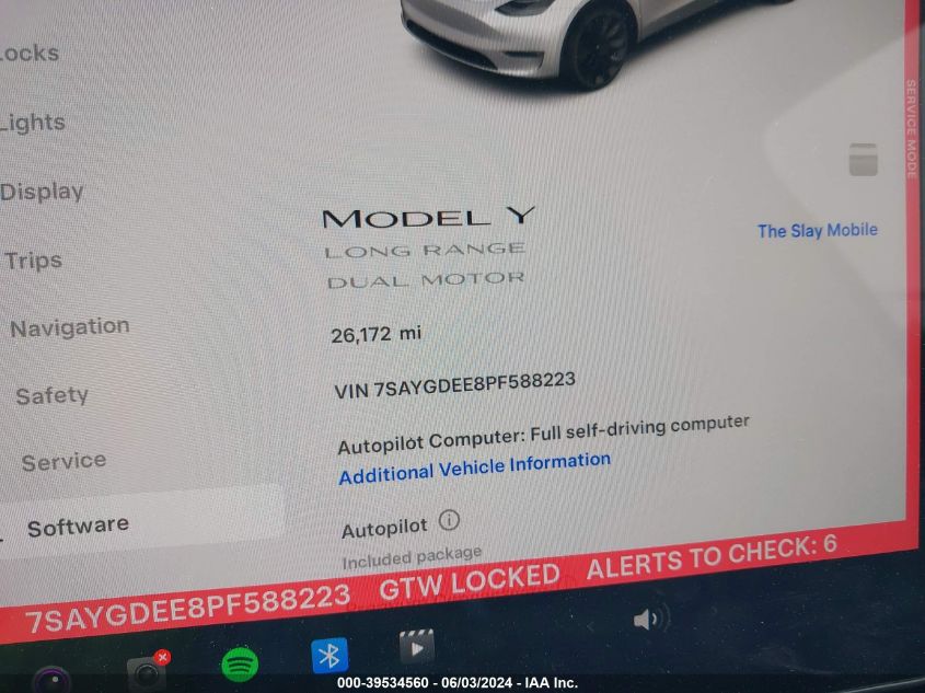 2023 TESLA MODEL Y AWD/LONG RANGE DUAL MOTOR ALL-WHEEL DRIVE - 7SAYGDEE8PF588223