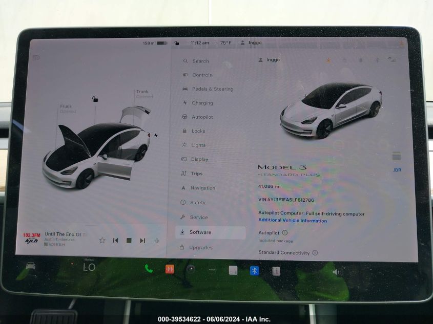 2020 Tesla Model 3 Standard Range Plus Rear-Wheel Drive/Standard Range Rear-Wheel Drive VIN: 5YJ3E1EA5LF612786 Lot: 39534622