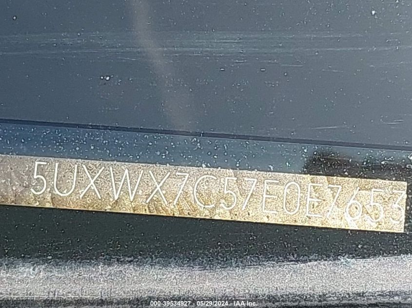 2014 BMW X3 xDrive35I VIN: 5UXWX7C57E0E7653 Lot: 39534927