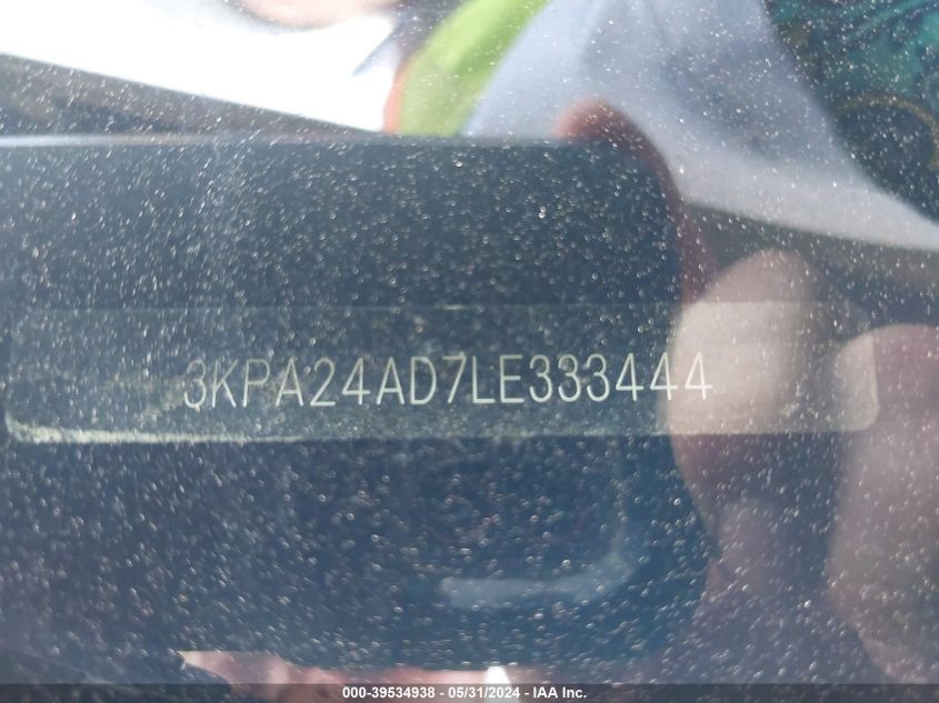 2020 Kia Rio S VIN: 3KPA24AD7LE333444 Lot: 39534938