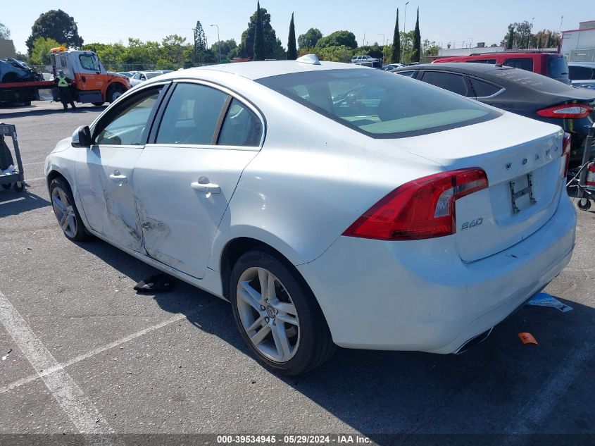 2014 Volvo S60 T5/T5 Platinum/T5 Premier/T5 Premier Plus VIN: YV1612FS3E2293488 Lot: 39534945