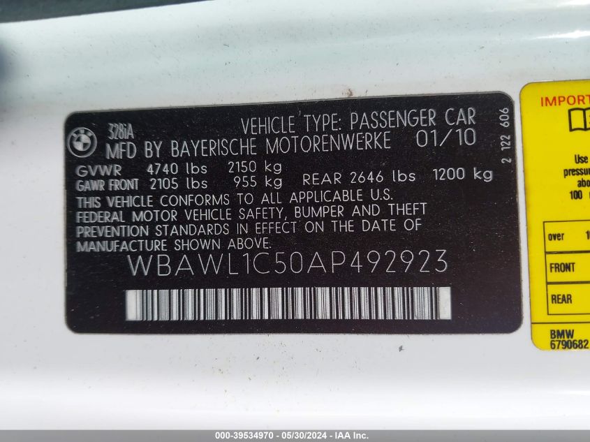 WBAWL1C50AP492923 | 2010 BMW 328I