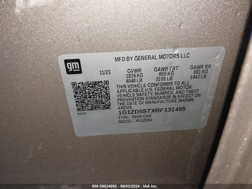 2024 CHEVROLET MALIBU LT - 1G1ZD5STXRF131455