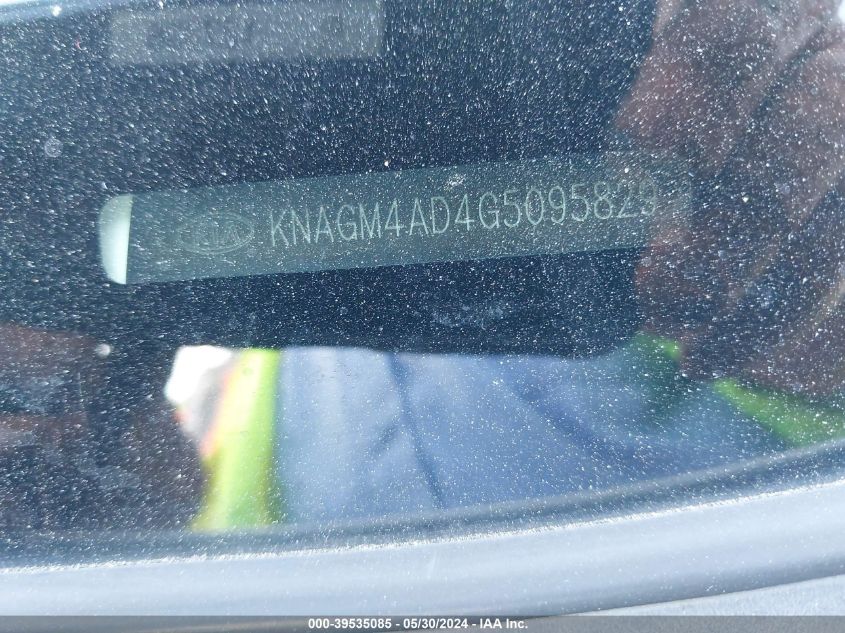 2016 Kia Optima Hybrid VIN: KNAGM4AD4G5095829 Lot: 39535085