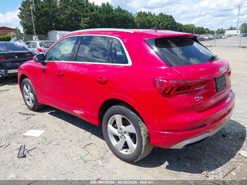 2020 Audi Q3 Premium 45 Tfsi Quattro Tiptronic VIN: WA1AECF37L1046961 Lot: 39535354