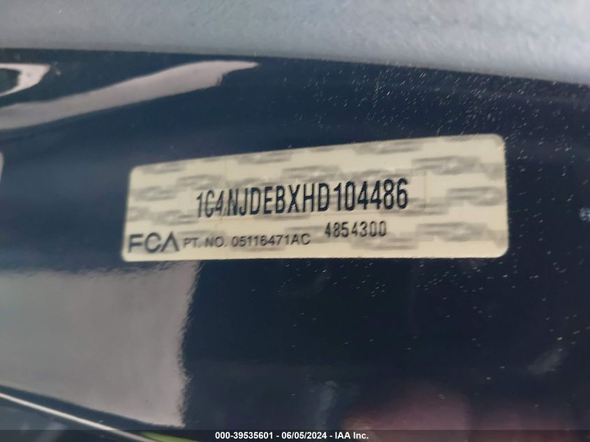 2017 Jeep Compass Latitude VIN: 1C4NJDEBXHD104486 Lot: 39535601
