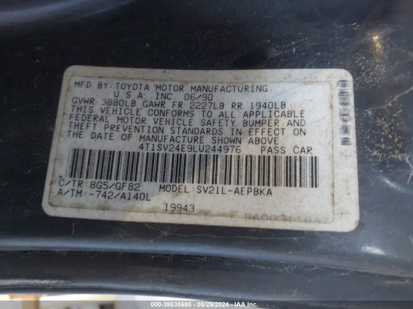 4T1SV24E9LU244976 | 1990 TOYOTA CAMRY