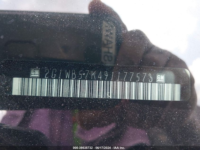 2009 Chevrolet Impala Ls VIN: 2G1WB57K491177573 Lot: 39535732