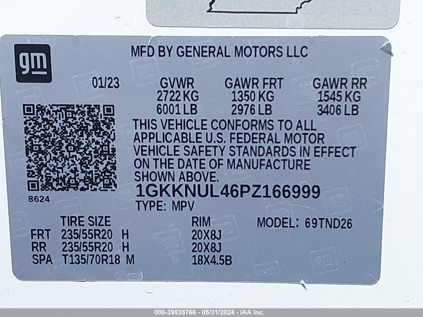 2023 GMC ACADIA AWD SLT - 1GKKNUL46PZ166999