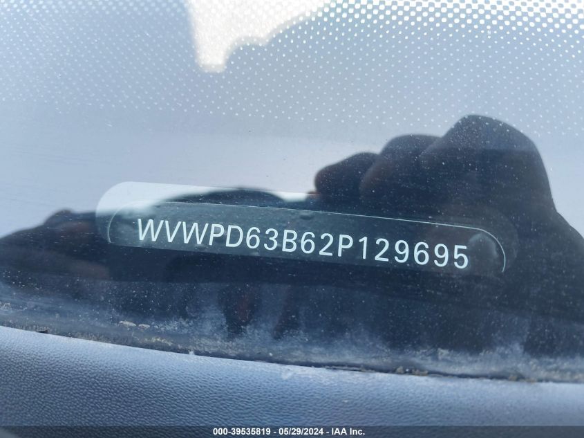 2002 Volkswagen Passat Gls VIN: WVWPD63B62P129695 Lot: 39535819