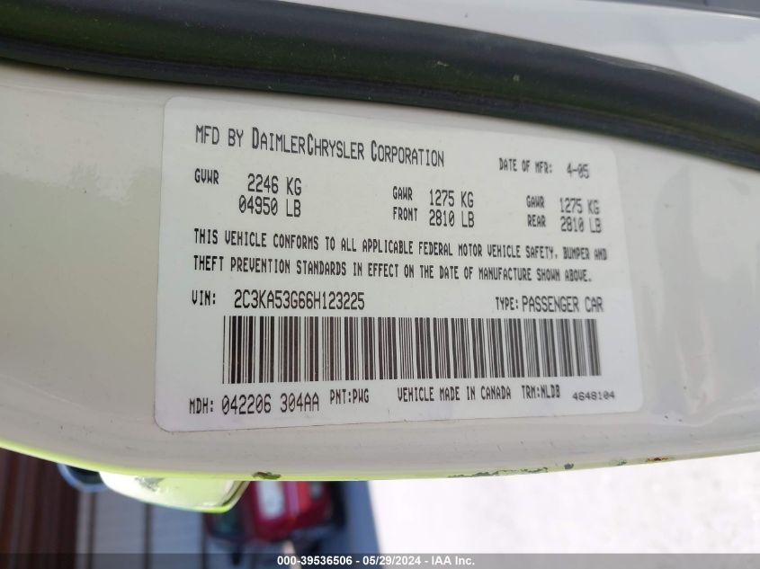 2006 Chrysler 300 Touring VIN: 2C3KA53G66H123225 Lot: 39536506