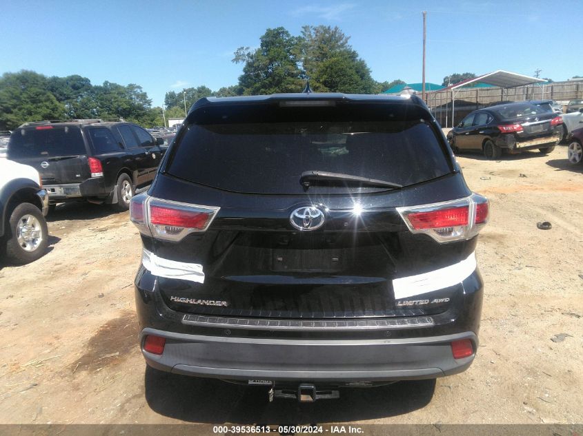 2016 Toyota Highlander Limited V6 VIN: 5TDDKRFH7GS338399 Lot: 39536513