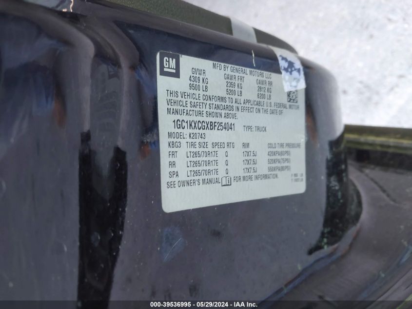 2011 Chevrolet Silverado 2500Hd Lt VIN: 1GC1KXCGXBF254041 Lot: 39536995
