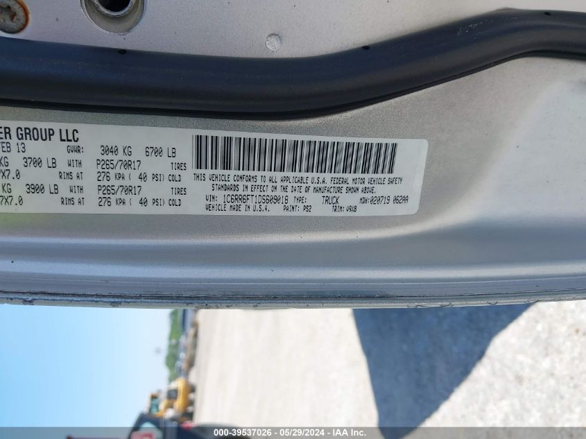 2013 Ram 1500 Tradesman/Express VIN: 1C6RR6FT1DS609018 Lot: 39537026