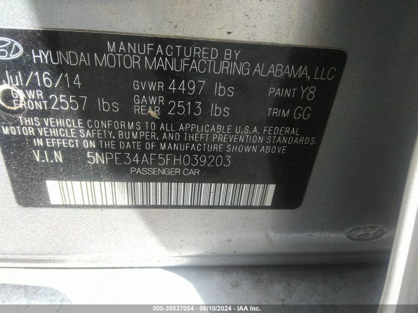 2015 HYUNDAI SONATA LIMITED - 5NPE34AF5FH039203