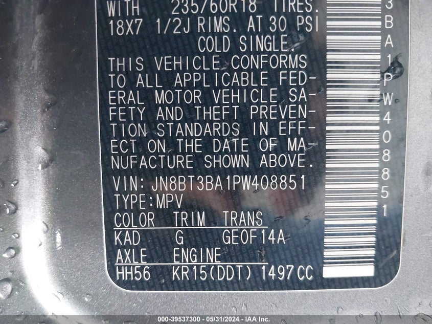 2023 NISSAN ROGUE SV FWD - JN8BT3BA1PW408851