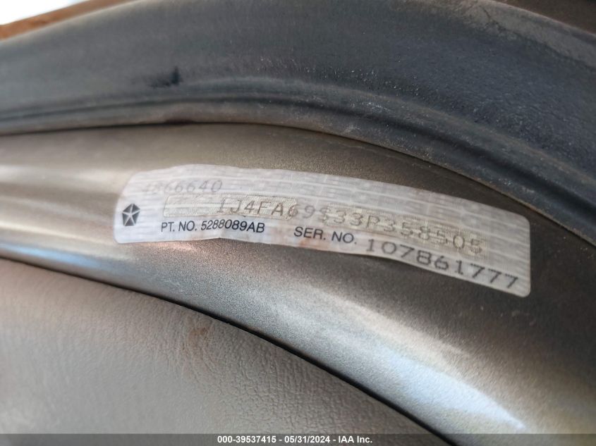 2003 Jeep Wrangler Rubicon VIN: 1J4FA69S33P358505 Lot: 39537415